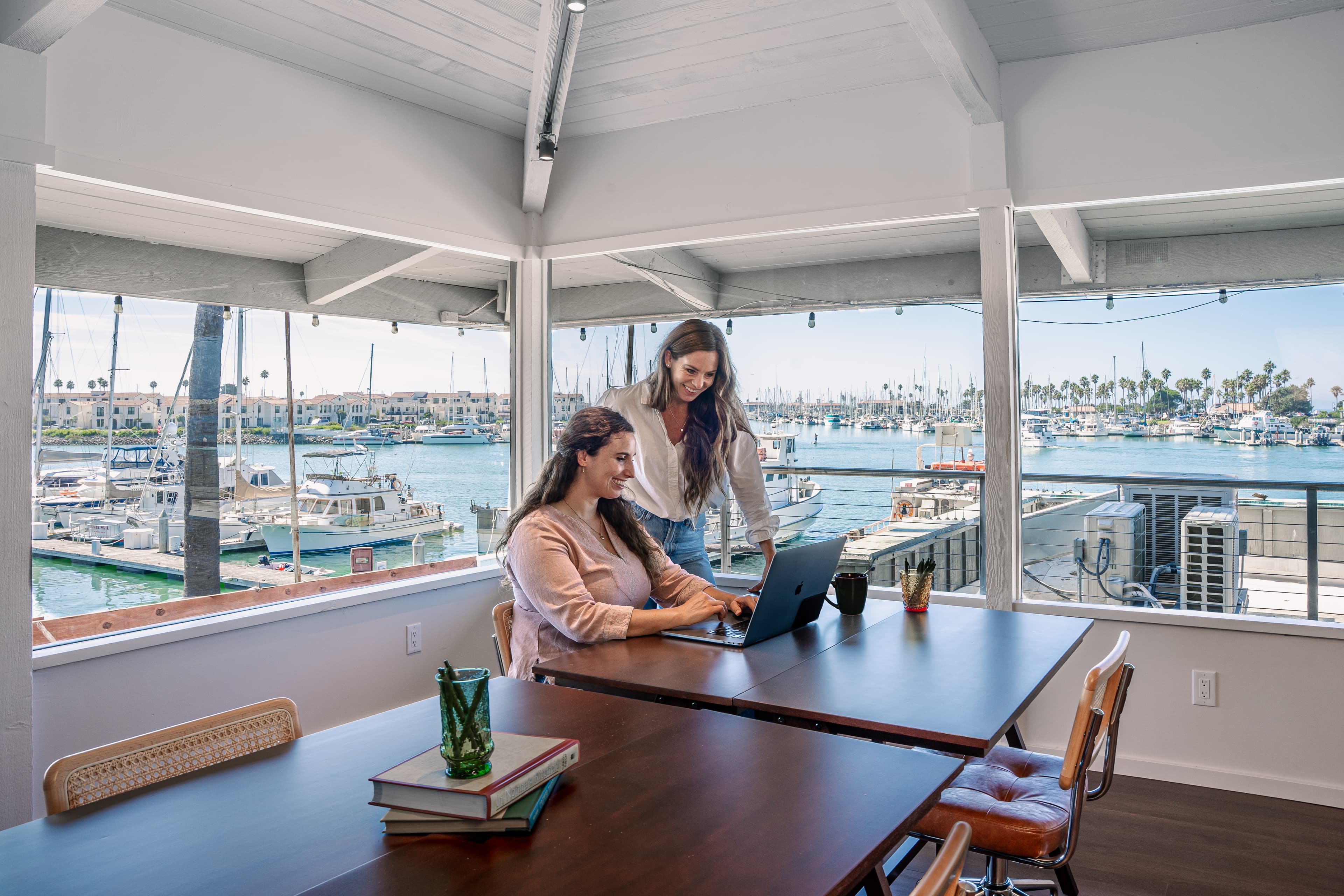 Office view with ocean in the background