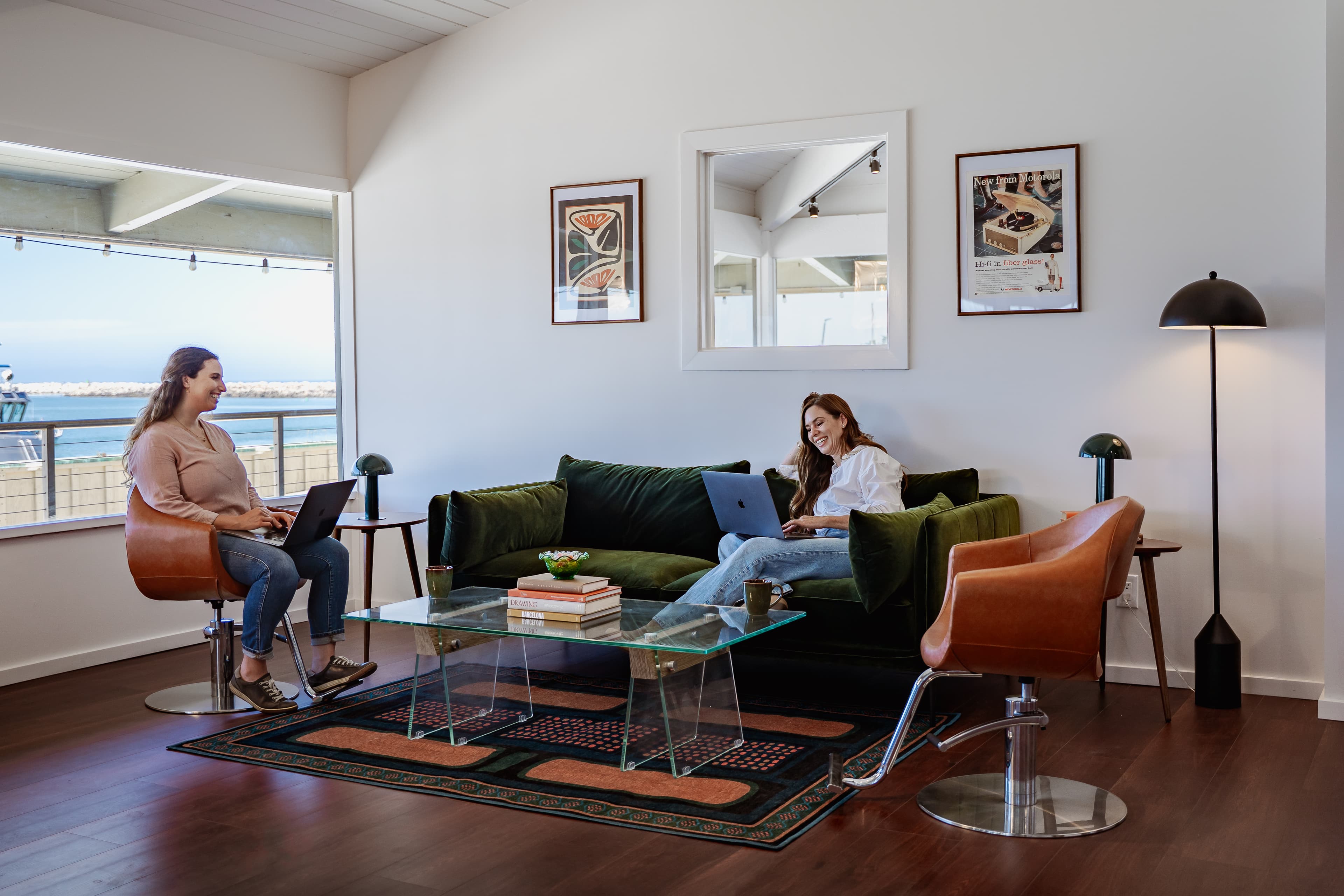 Office view with ocean in the background